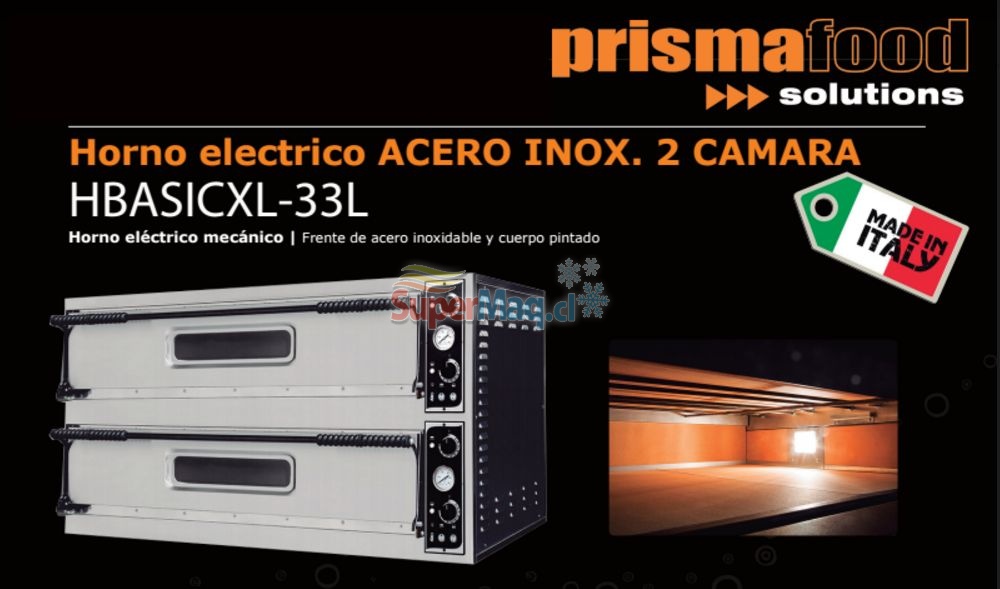 Horno Pizzero Electrico 2 Camara Prisma Food : Hornos pizza Maquinas  Gastronomicas para Negocio, Restaurant, Casinos, Panaderias, Cámaras de  Frio, Maquinas Frio y Calor, Fabrica : SuperDescuento